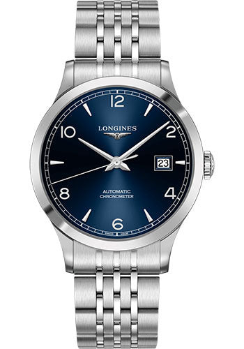 Longines Record collection Watch - 40 mm Steel Case - Blue Arabic Dial - Bracelet - L2.821.4.96.6