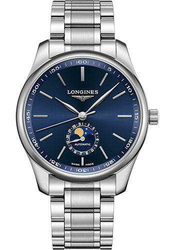 Longines Master Collection Moon Phase Watch - 42 mm Steel Case - Blue Dial - Bracelet - L2.919.4.92.6