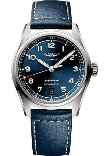 Longines Spirit Automatic Watch - 37 mm Steel Case - Blue Arabic Dial - Blue Strap - L3.410.4.93.0