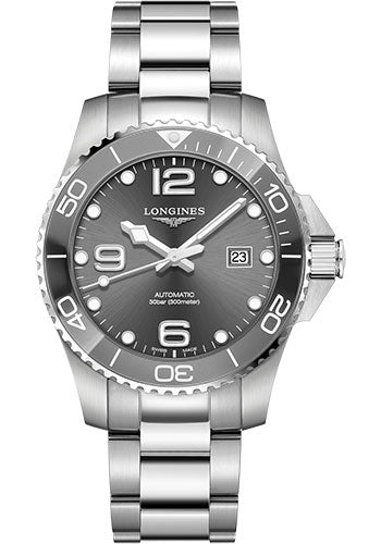 Longines HydroConquest Automatic Watch - 43 mm Steel And Ceramic Case - Grey Arabic Dial - Steel Bracelet - L3.782.4.76.6