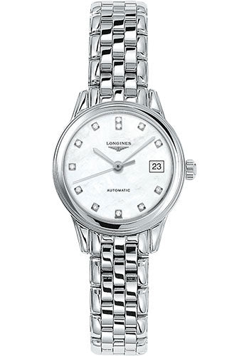 Longines Flagship Watch - 26 mm Steel Case - White Mother-Of-Pearl Diamond Dial - Bracelet - L4.274.4.87.6