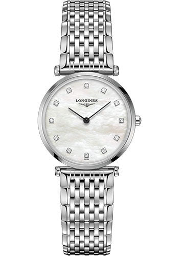 Longines La Grande Classique de Longines Quartz Watch - 29 mm Steel Case - White Mother-Of-Pearl Diamond Dial - Bracelet - L4.512.4.87.6