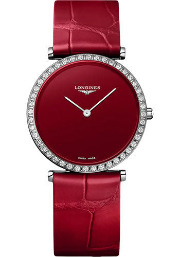 Longines La Grande Classique De Longines Quartz Watch - 29 mm Steel Diamond Case - Red Dial - Red Strap - L4.523.0.91.2