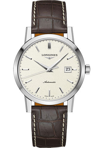 Longines 1832 Watch - 40 mm Steel Case - Beige Dial - Brown Alligator Strap - L4.825.4.92.2