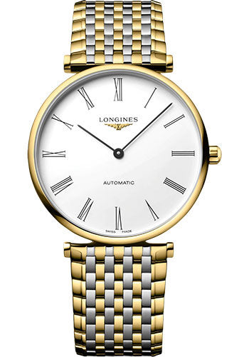 Longines La Grande Classique De Longines Automatic Watch - 38 mm Yellow PVD Case - White Roman Dial - Steel And Yellow PVD Bracelet - L4.918.2.11.7