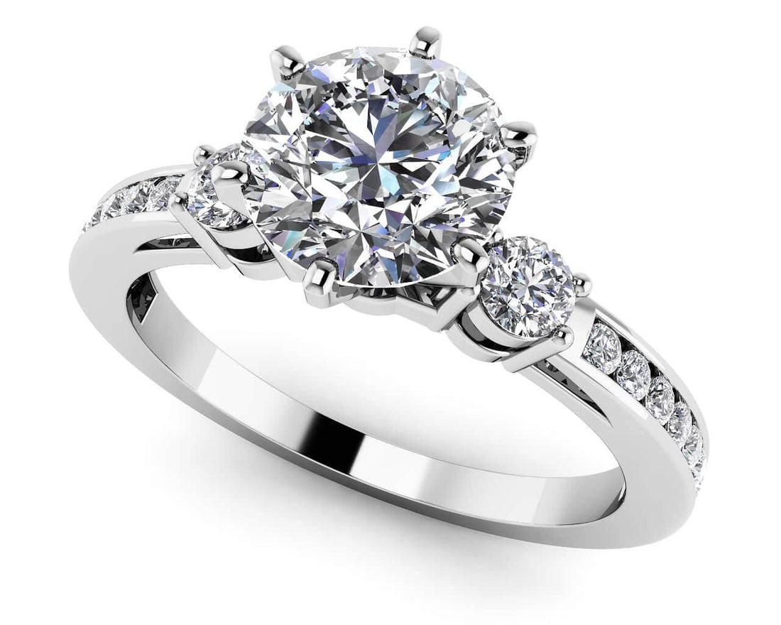 Three Across Plus Side Stone Engagement Ring Lab-Grown Diamond  with 0.81 ct. (0.50 ct. center diamond)