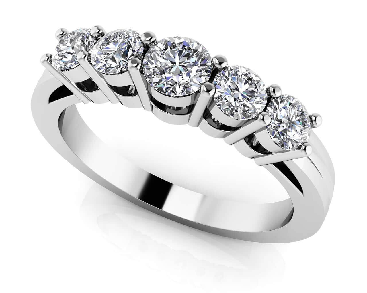 Five Stone Anniversary Band Diamond  with 0.40 ct.(finished) 2.6mm, 3.2mm