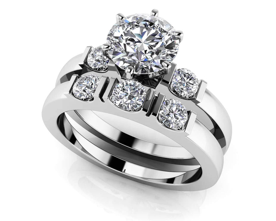 Deco Bridal Set Lab-Grown Diamond  with 0.77 ct. (0.50 ct. center diamond)