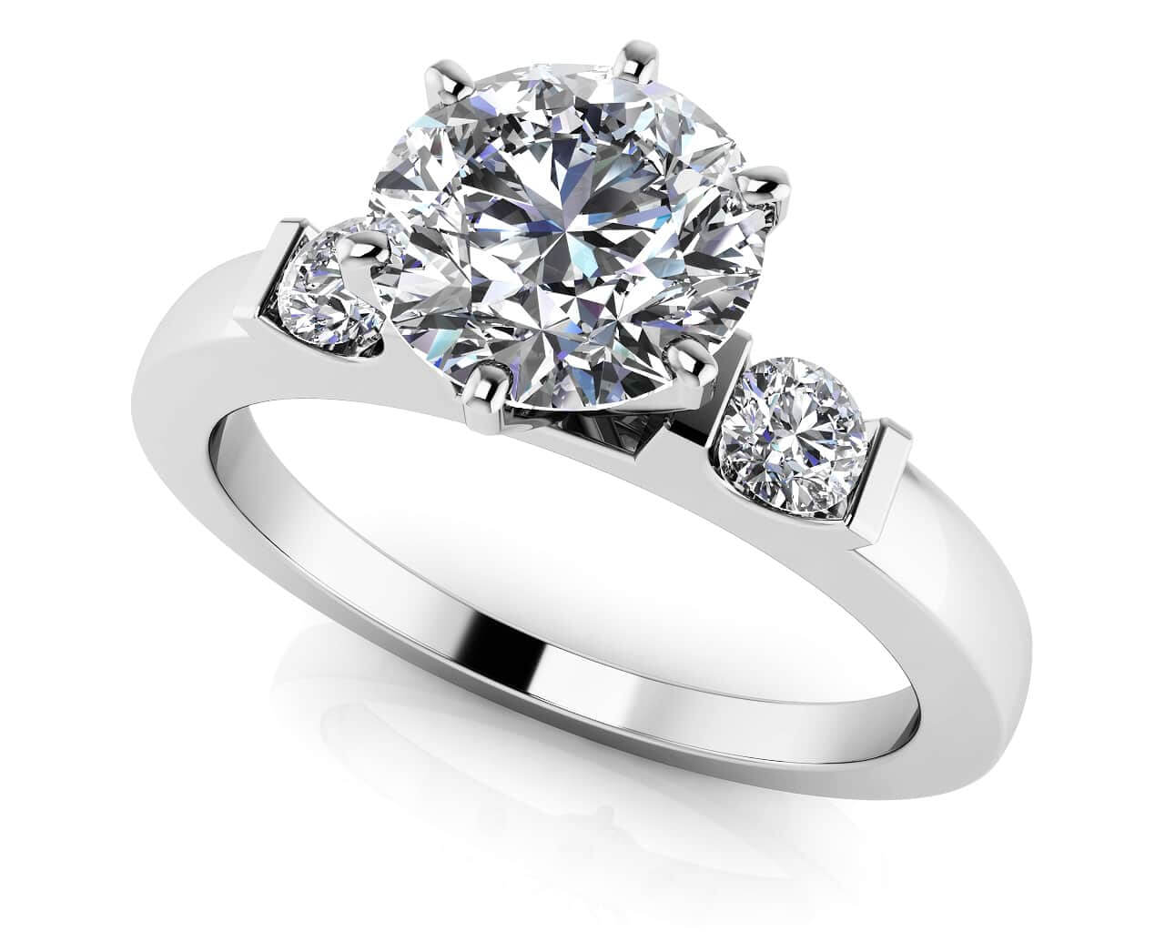 Diamond Side Accent Solitaire Diamond  with 1.34 ct. (1.25 ct. center diamond)