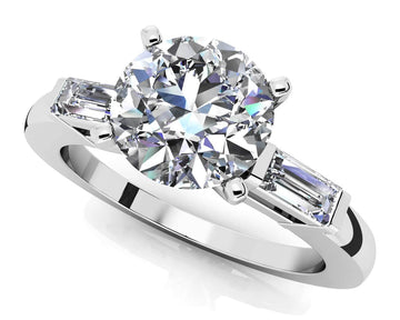 Baguette Three Across Engagement Ring Lab-Grown Diamond  with 0.80 ct. (0.50 ct. center diamond)