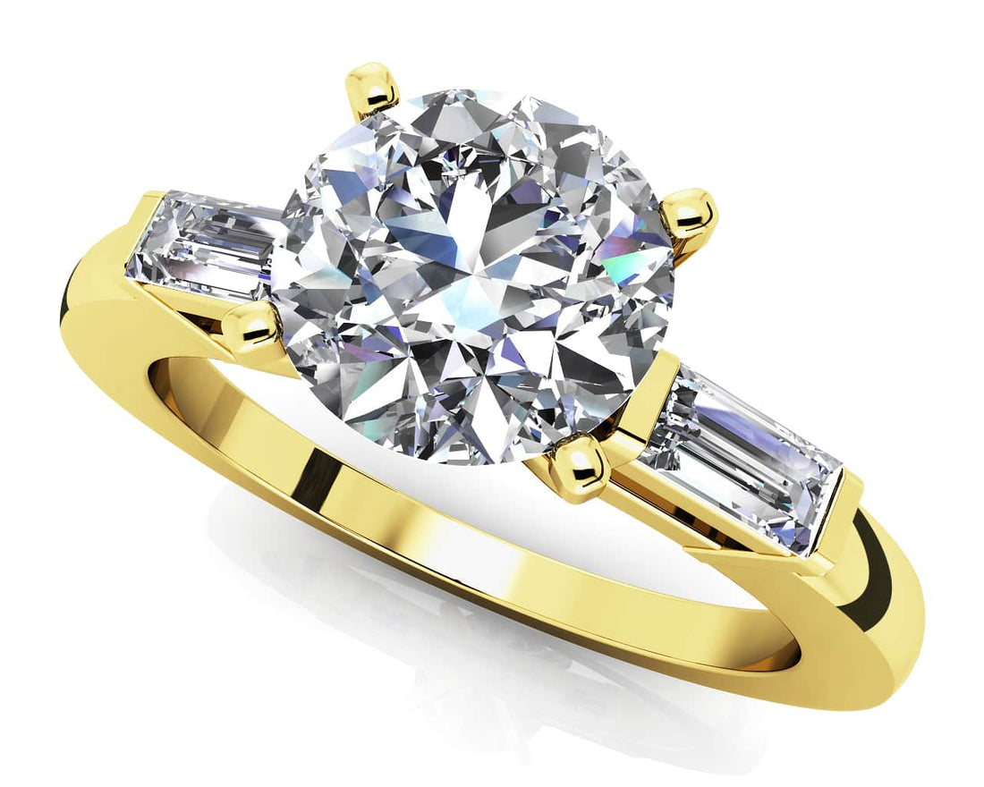 Baguette Three Across Engagement Ring Lab-Grown Diamond  with 0.80 ct. (0.50 ct. center diamond)