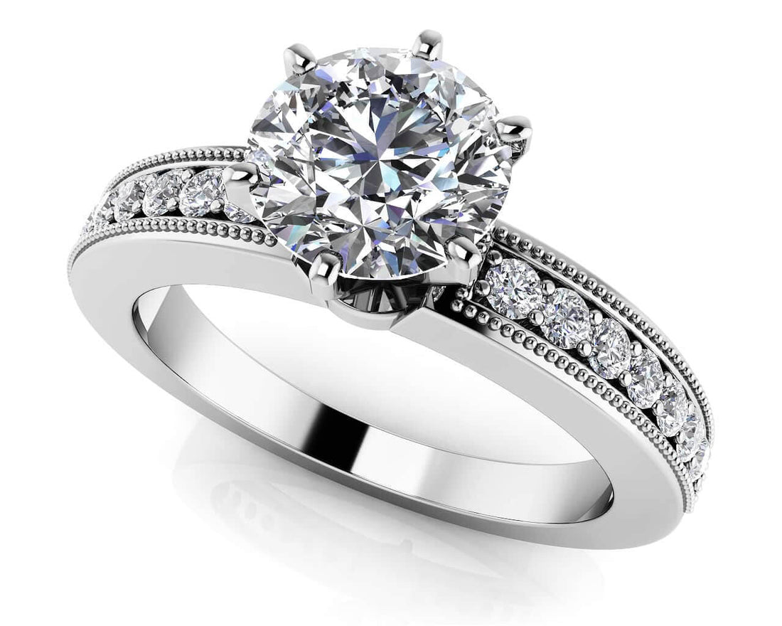 Six Prong Side Channel Engagement Ring Lab-Grown Diamond  with 0.63 ct. (0.50 ct. center diamond)