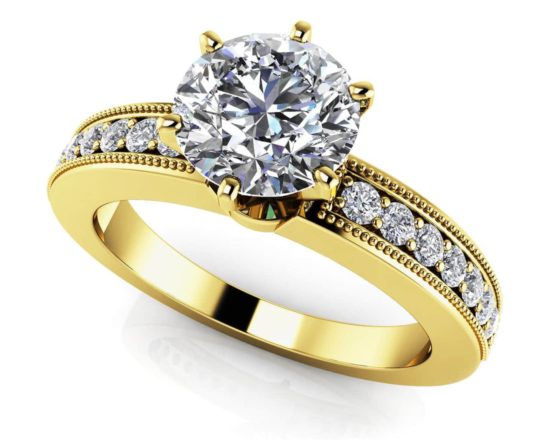 Six Prong Side Channel Engagement Ring Diamond  with 0.63 ct. (0.50 ct. center diamond)