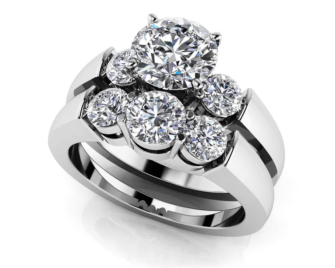 Triple Diamond Bridal Set Set Lab-Grown Diamond  with 1.38 ct. (0.50 ct. center diamond)