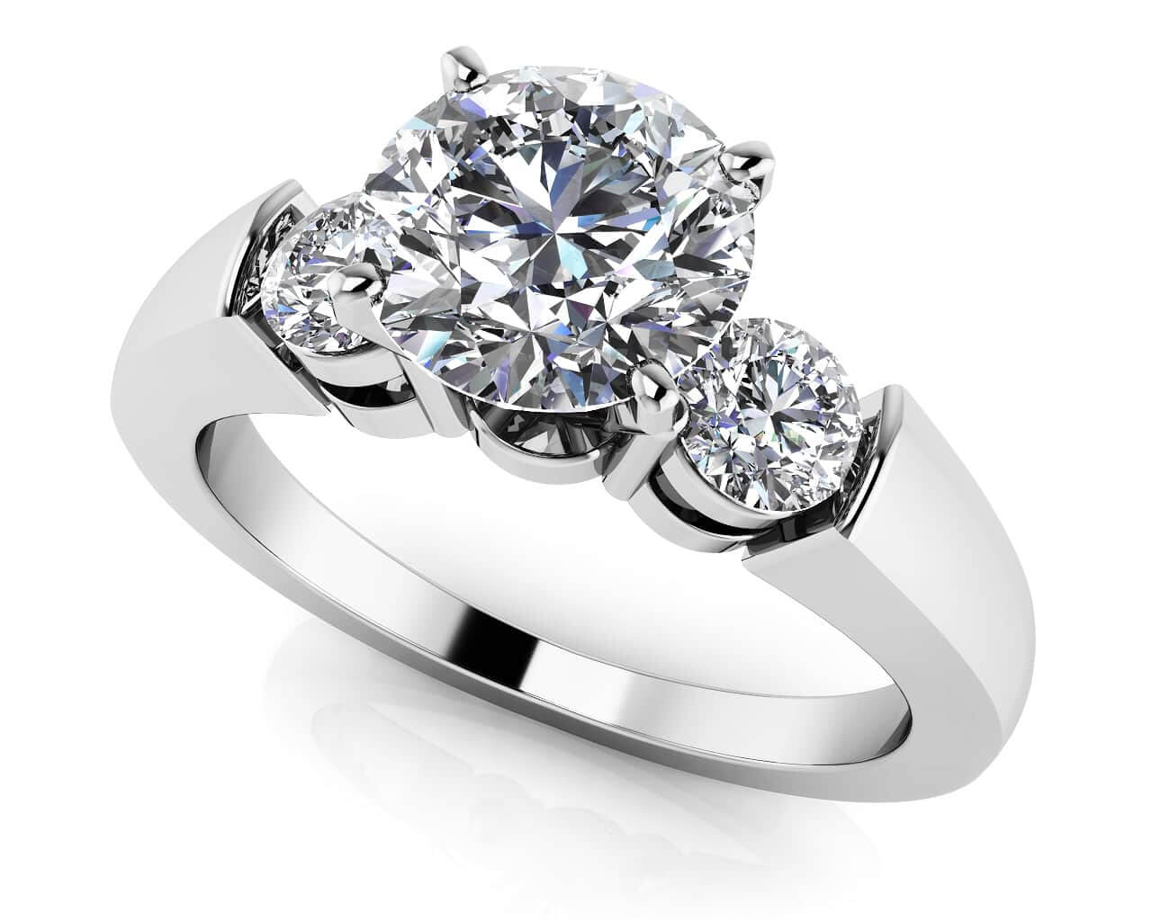 Triple Diamond Engagement Ring Lab-Grown Diamond  with 1.05 ct. (0.75 ct. center diamond)