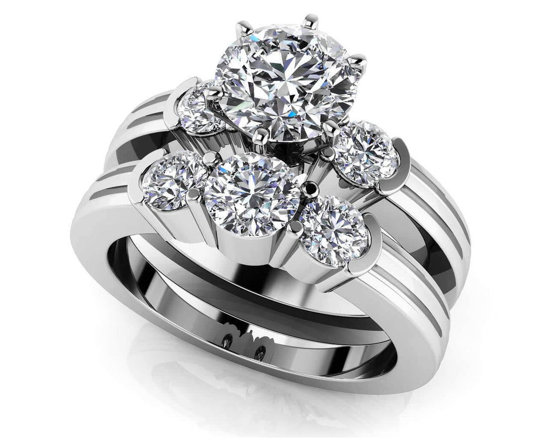 Ridged Diamond Side Accent Bridal Set Lab-Grown Diamond  with 1.27 ct. (0.50 ct. center diamond)