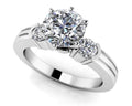 Ridged Diamond Side Accent Solitaire Lab-Grown Diamond  with 0.76 ct. (0.50 ct. center diamond)