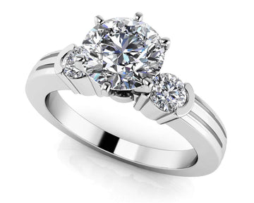 Ridged Diamond Side Accent Solitaire Lab-Grown Diamond  with 1.76 ct. (1.50 ct. center diamond)