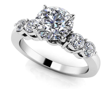 Six Prong Engagement Ring Lab-Grown Diamond  with 0.92 ct. (0.50 ct. center diamond)