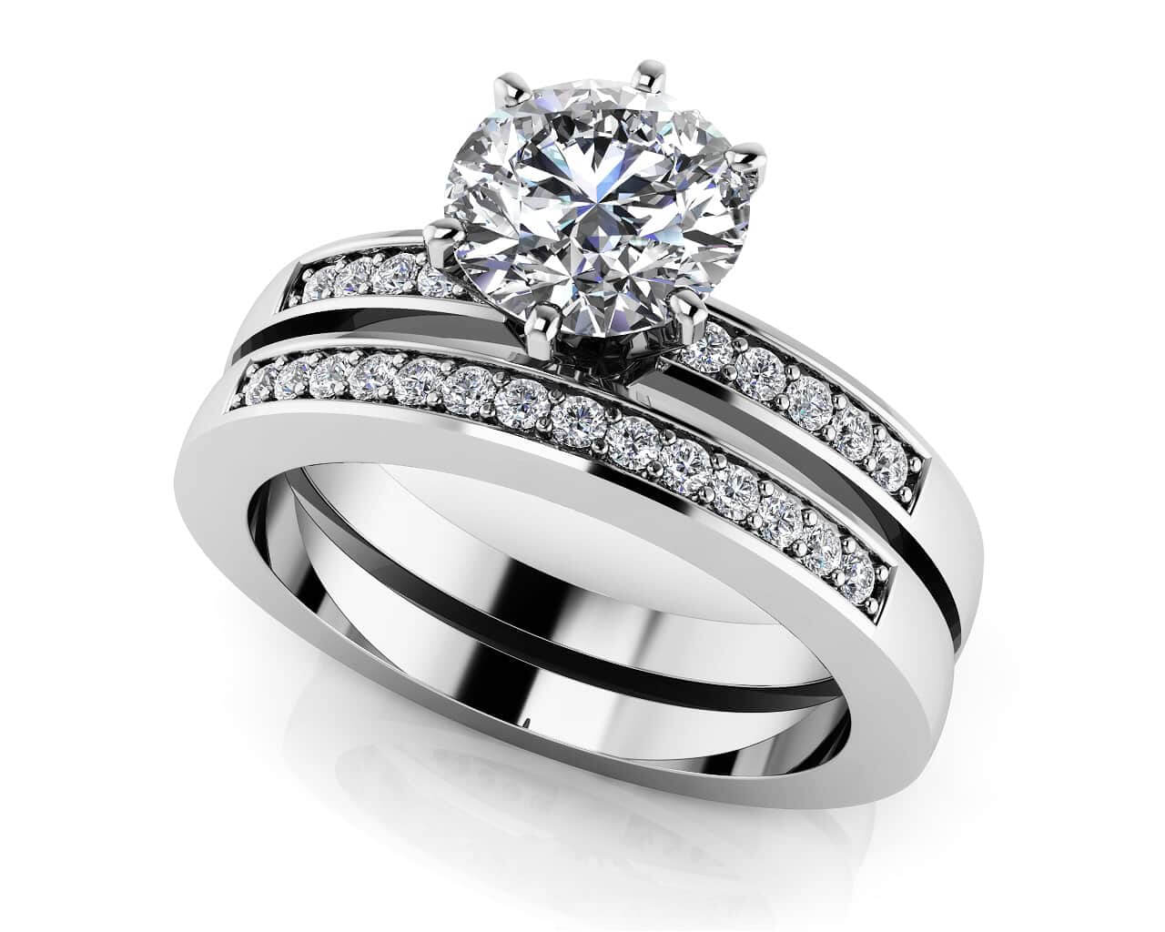 Twenty Five Hours A Day Bridal Set Diamond  with 1.13 ct. (1.00 ct. center diamond)