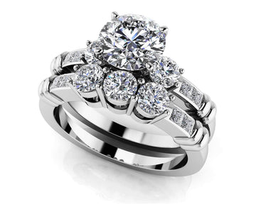 Triple Contrast Bridal Set Diamond  with 2.03 ct. (1.25 ct. center diamond)