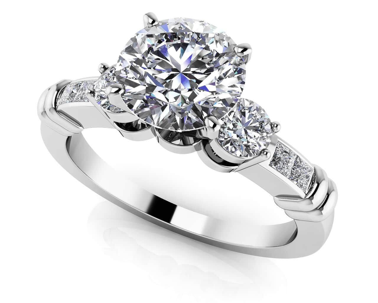 Triple Contrast Engagement Ring Lab-Grown Diamond  with 0.83 ct. (0.50 ct. center diamond)