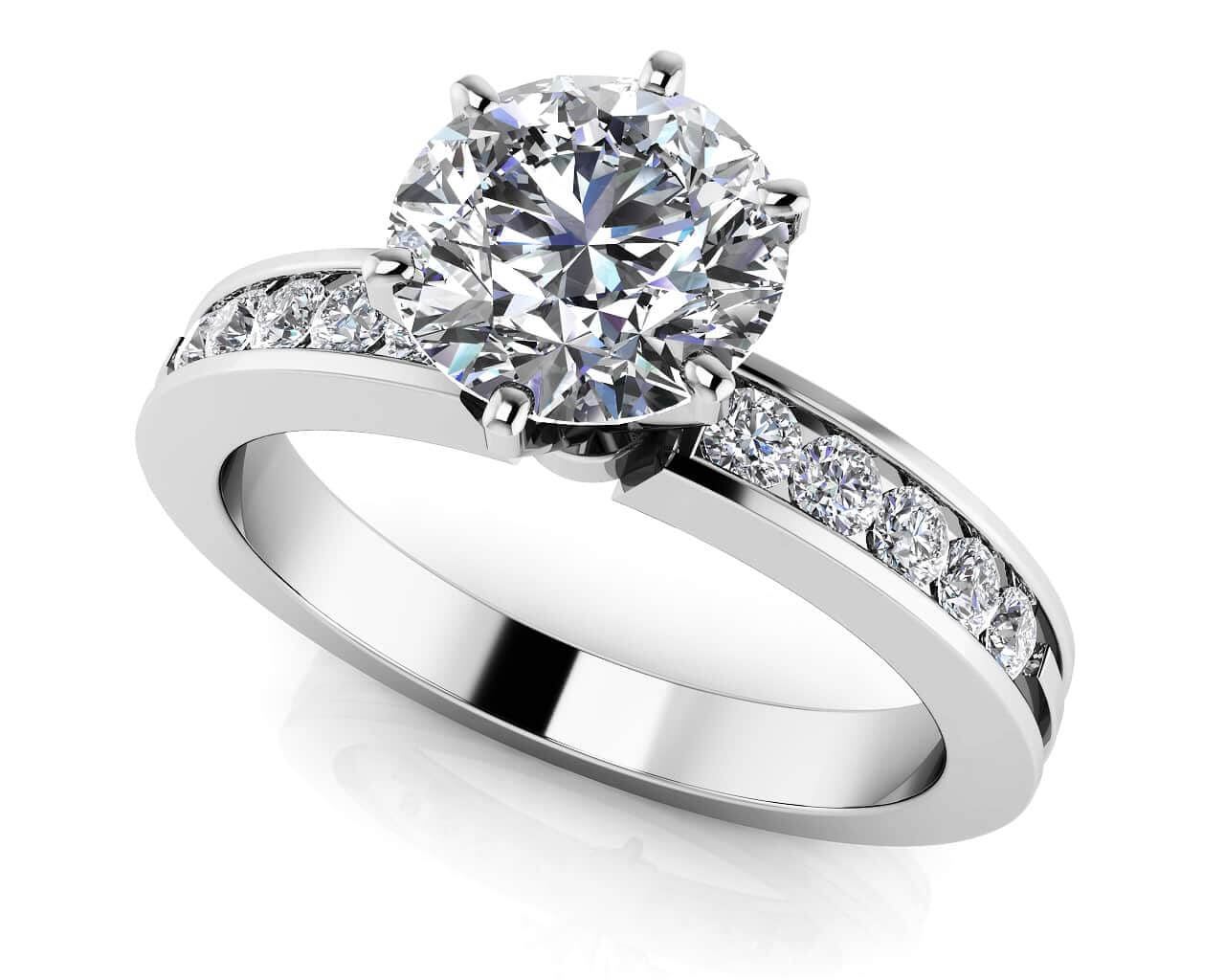 Diamond Band Center Focus Engagement Ring Diamond  with 1.47 ct. (1.25 ct. center diamond)