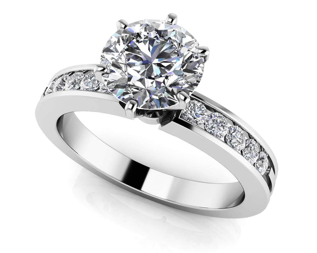 Diamond Band Center Focus Engagement Ring Diamond  with 1.72 ct. (1.50 ct. center diamond)