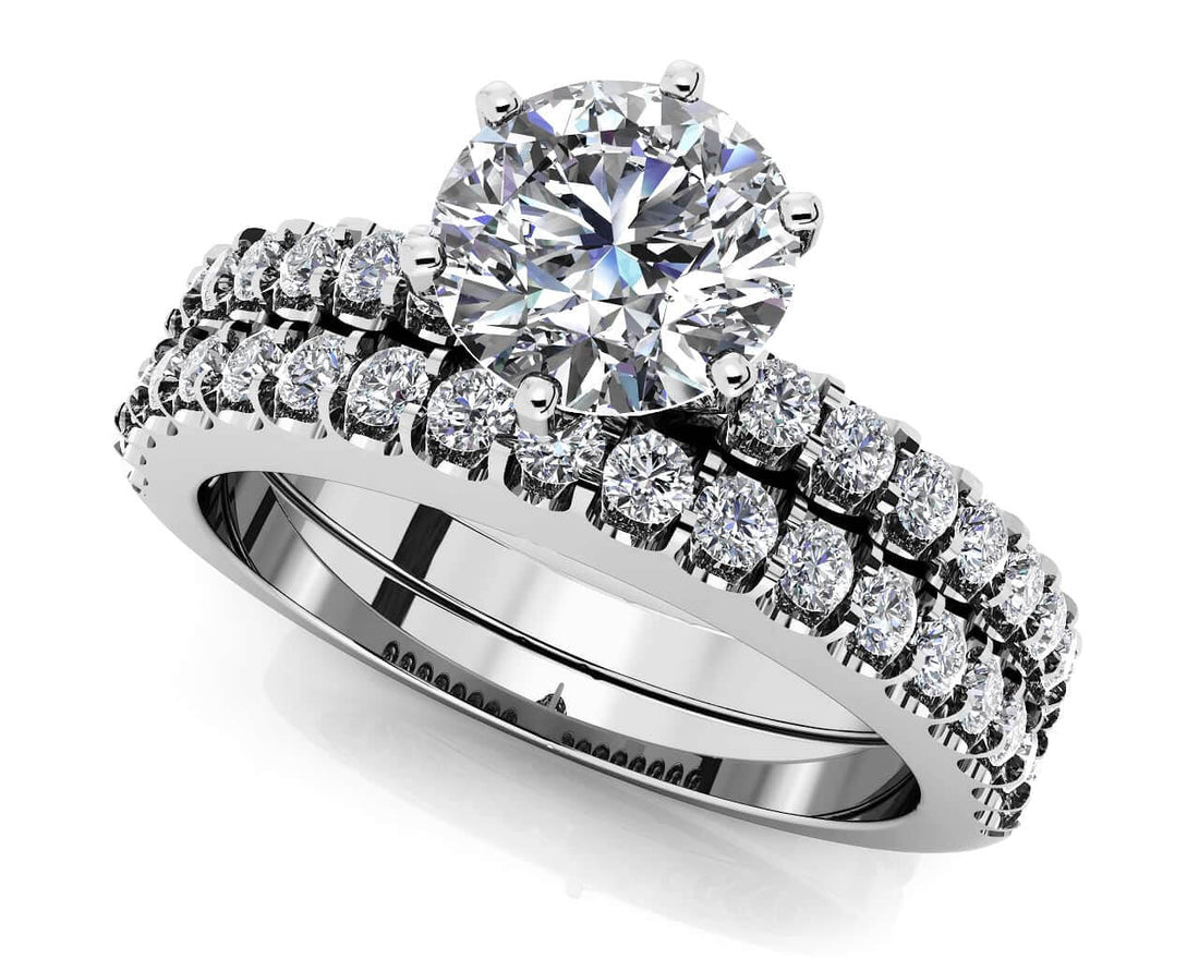 Prong Set Bridal Ensemble Diamond  with 1.78 ct. (1.25 ct. center diamond)