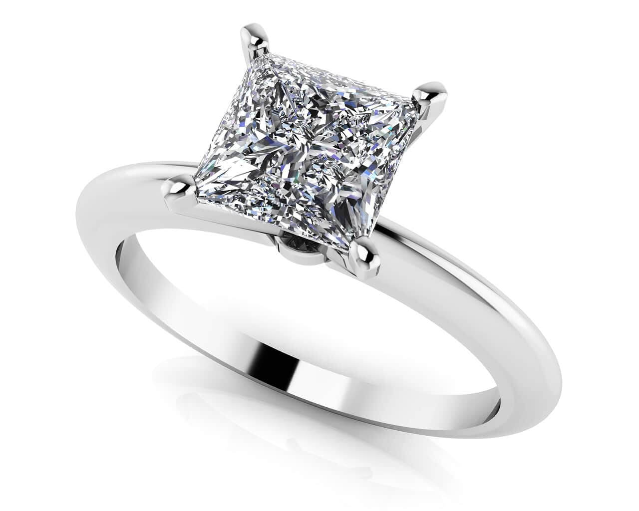 Perfect Princess Cut Diamond Solitaire Engagement Ring Diamond  with 0.75 ct.(finished) 5.7mm