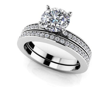 Diamond Channel Band Bridal Set Diamond  with 1.44 ct. (0.75 ct. center diamond)