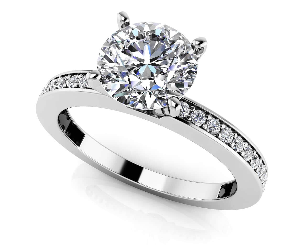 Diamond Channel Band Engagement Ring Lab-Grown Diamond  with 0.82 ct. (0.50 ct. center diamond)