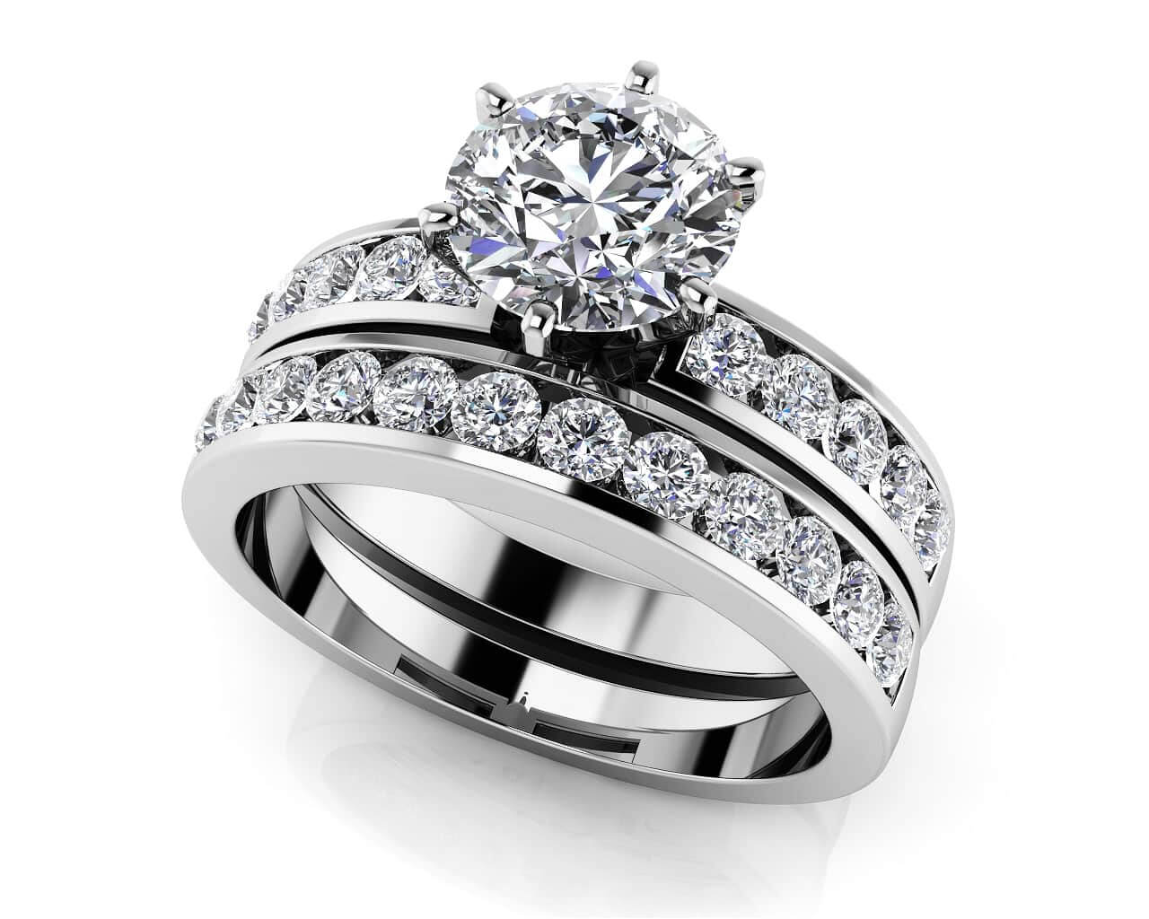 Channel Set Bridal Combination Diamond  with 1.48 ct. (1.00 ct. center diamond)