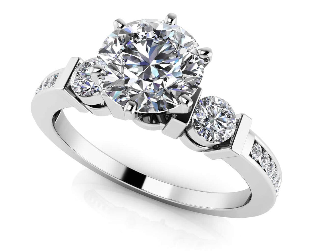 Triple Diamond Channel Engagement Ring Lab-Grown Diamond  with 2.35 ct. (2.00 ct. center diamond)