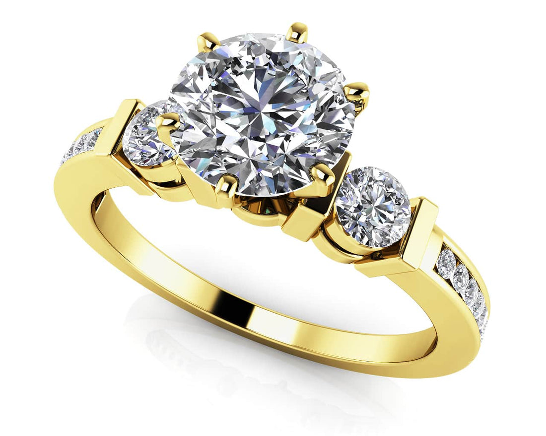 Triple Diamond Channel Engagement Ring Lab-Grown Diamond  with 1.85 ct. (1.50 ct. center diamond)