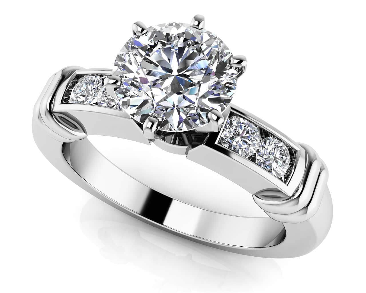 Channel Diamond Flanked Engagement Ring Lab-Grown Diamond  with 1.66 ct. (1.50 ct. center diamond)