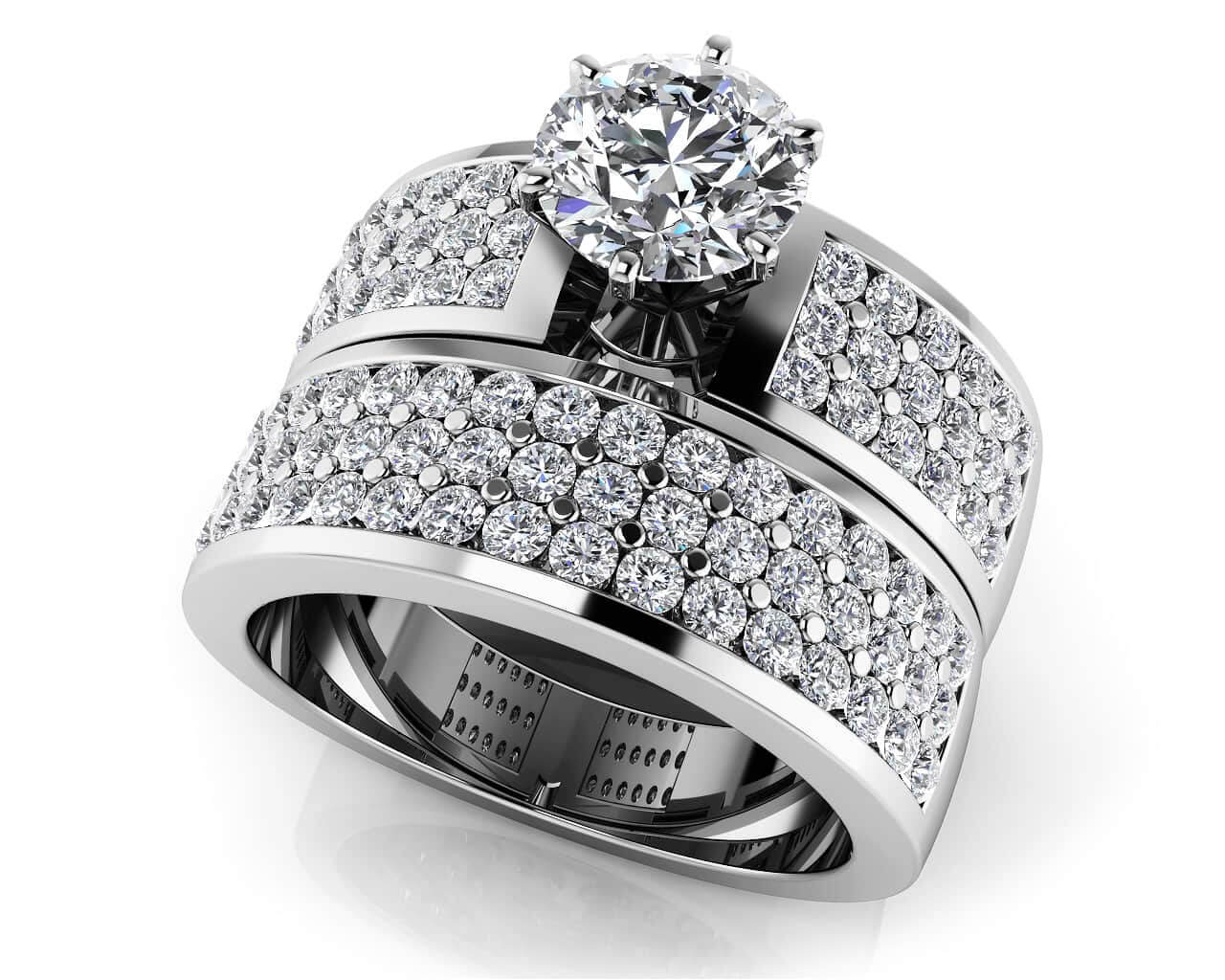 Triple Channel Bridal Set Diamond  with 2.01 ct. (0.75 ct. center diamond)