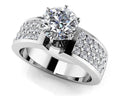 Triple Channel 6 Prong Engagement Ring Lab-Grown Diamond  with 1.04 ct. (0.50 ct. center diamond)