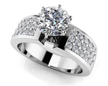 Triple Channel 6 Prong Engagement Ring Lab-Grown Diamond  with 2.54 ct. (2.00 ct. center diamond)