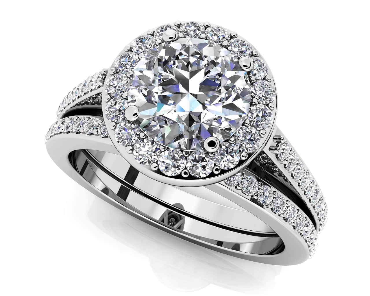 Delighted By Round Diamonds Matching Wedding Set Diamond  with 1.52 ct. (1.00 ct. center diamond)