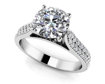 Splendid Romance Two Row Diamond Engagement Ring Lab-Grown Diamond  with 0.88 ct. (0.50 ct. center diamond)