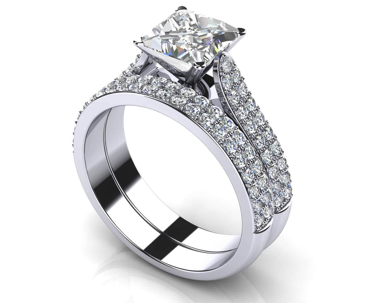 Princess Cut Diamond Splendor Bridal Set Lab-Grown Diamond  with 1.30 ct. (0.50 ct. center diamond)