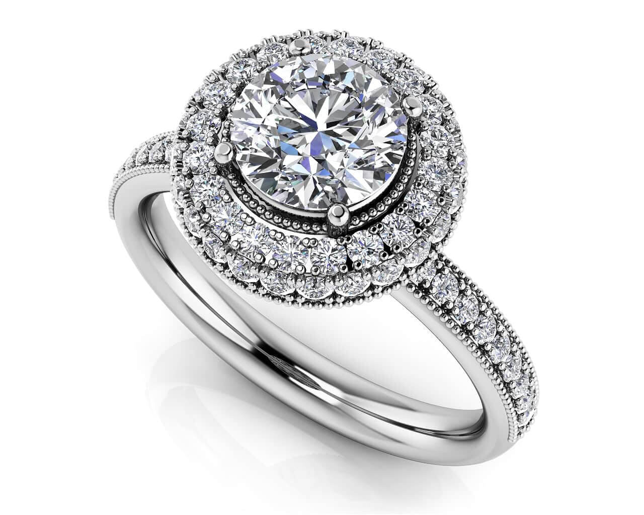 Surrounded By Sparkle Diamond Engagement Ring Lab-Grown Diamond  with 0.91 ct. (0.50 ct. center diamond)