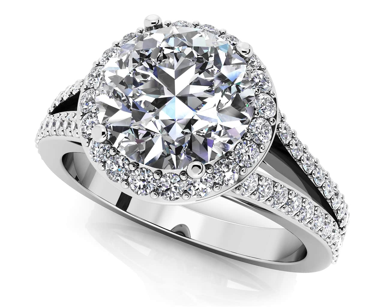 Elegant Split Shank Diamond Engagement Ring Lab-Grown Diamond  with 1.98 ct. (1.50 ct. center diamond)