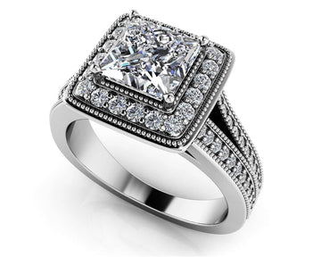 Royal Princess Cut Diamond Engagement Ring Lab-Grown Diamond  with 0.86 ct. (0.50 ct. center diamond)