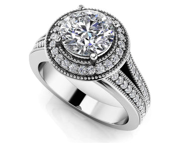 Vintage Beauty Diamond Engagement Ring Lab-Grown Diamond  with 1.85 ct. (1.50 ct. center diamond)