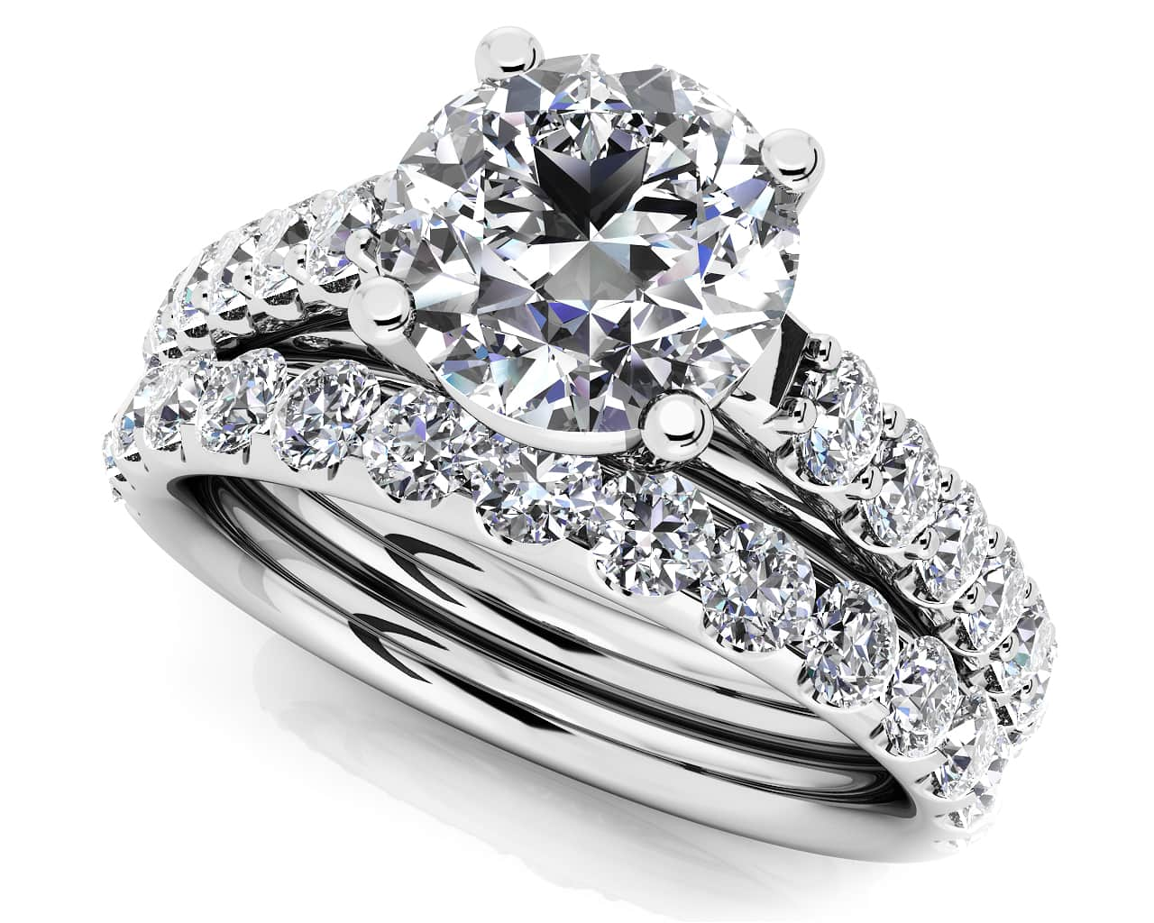 Classic Sparkle Diamond Wedding Set Diamond  with 1.46 ct. (0.50 ct. center diamond)