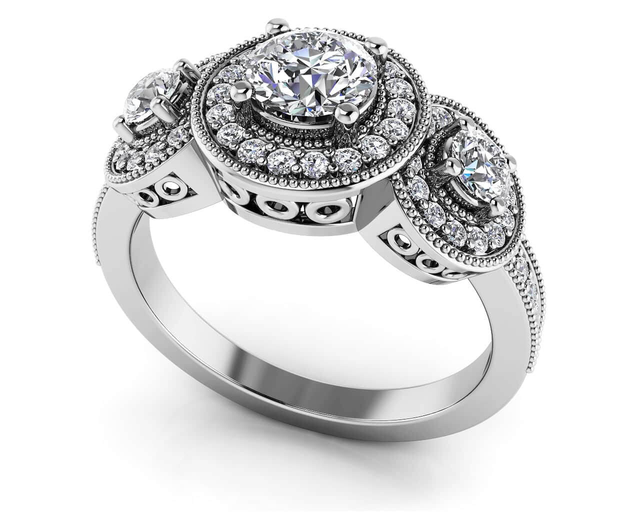 Perfect Three Diamond Anniversary Band Lab-Grown Diamond  with 1.48 ct. (0.65 ct. center diamond)