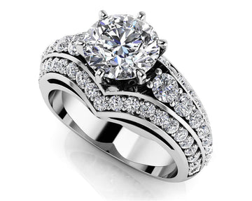 Contemporary Engagement Ring With Side Stones Diamond  with 1.86 ct. (1.00 ct. center diamond)