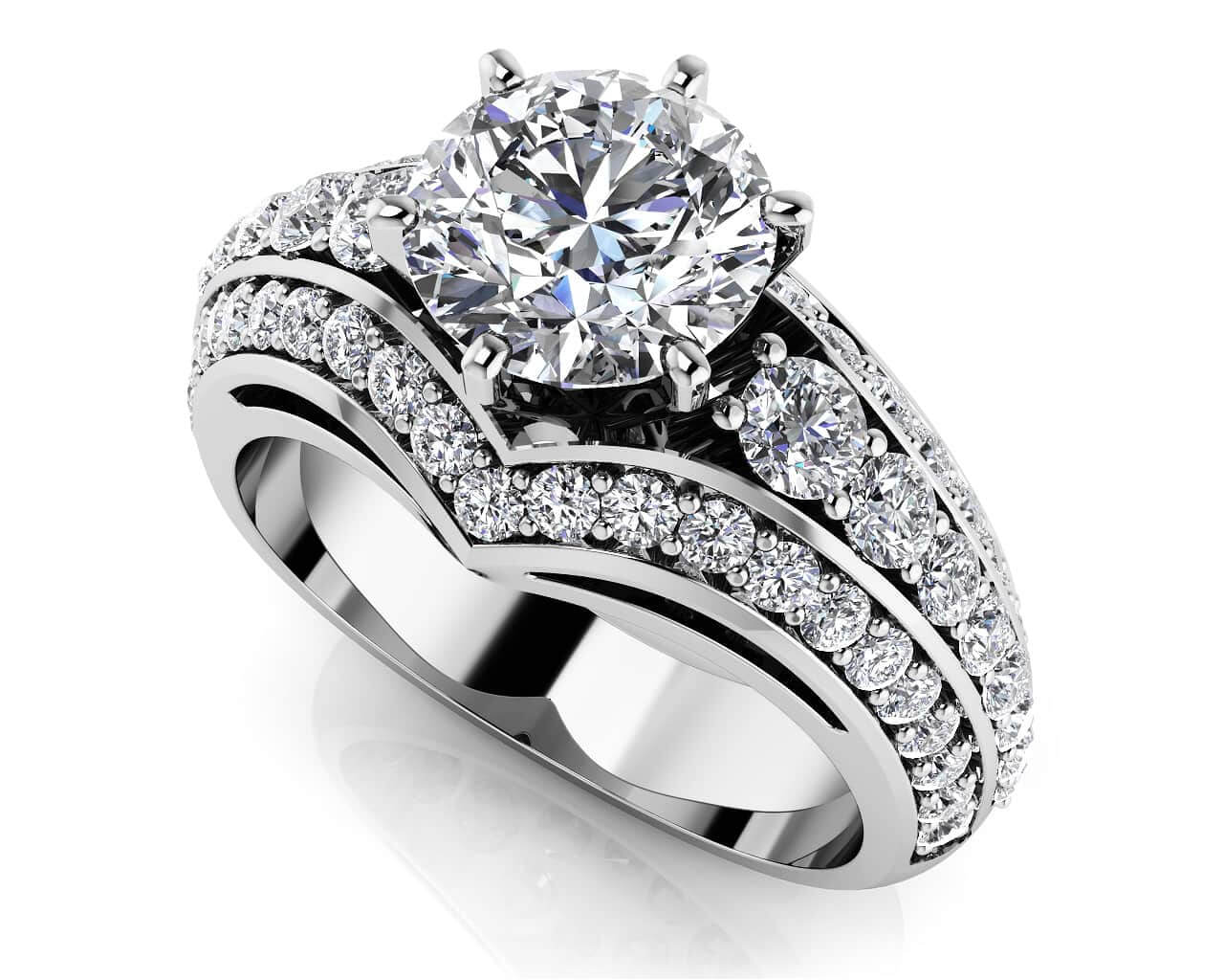 Contemporary Engagement Ring With Side Stones Diamond  with 2.11 ct. (1.25 ct. center diamond)